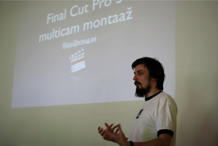 Giving a talk on FCP and multicam editing, probably some time around 2005.