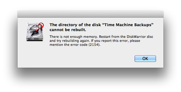 DiskWarrior not enough memory